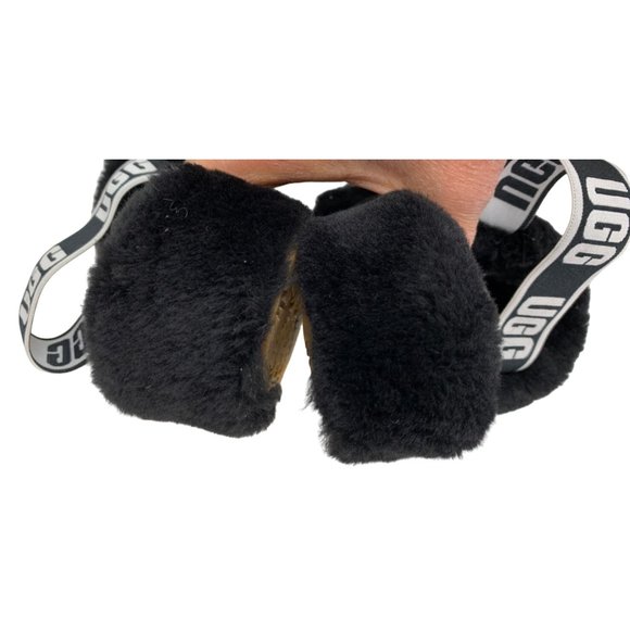 UGG Womens Fluff Oh Yeah Slide Slippers Sherpa Black Size 8 EUC $120 6806 Sling - Picture 9 of 12